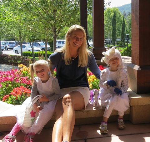 Dr. Karen Horton with her twin daughters on Mother's Day, 2015