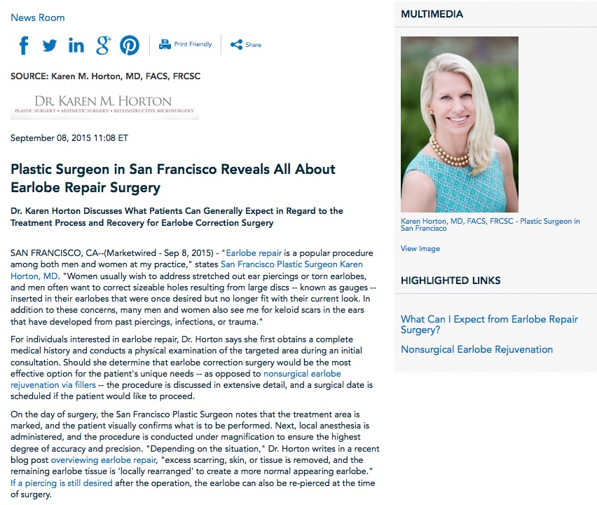 earlobe repair,gauged earlobes,nonsurgical earlobe rejuvenation,san francisco plastic surgeon