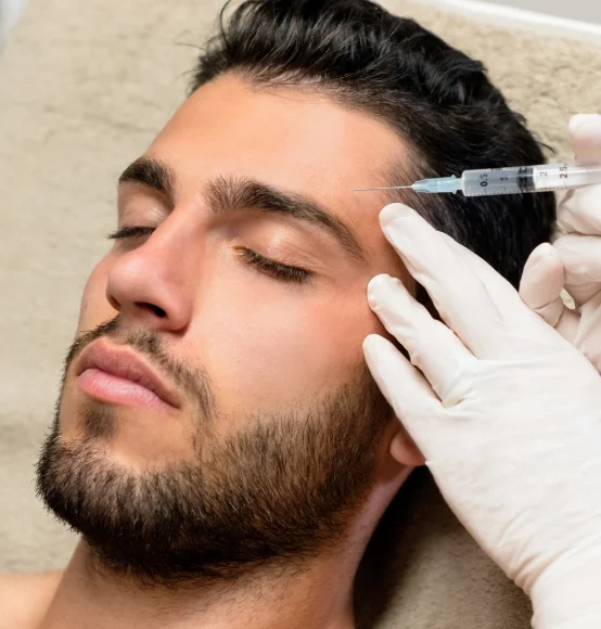 handsom man getting botox treatment