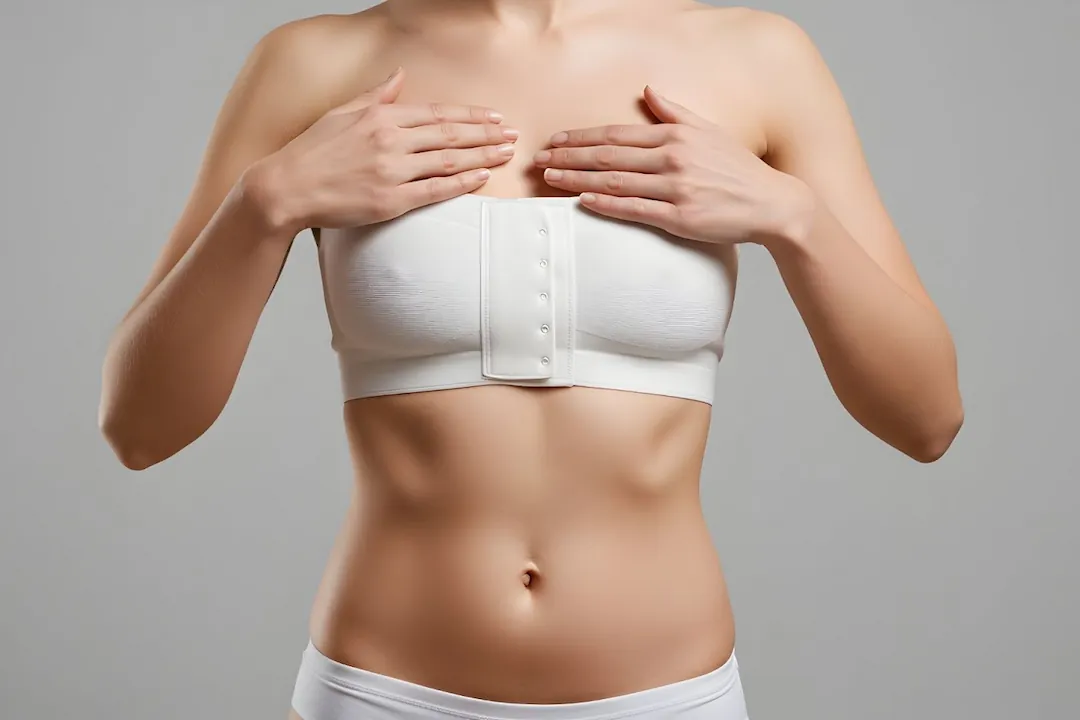 woman wearing compression clothing after surgery