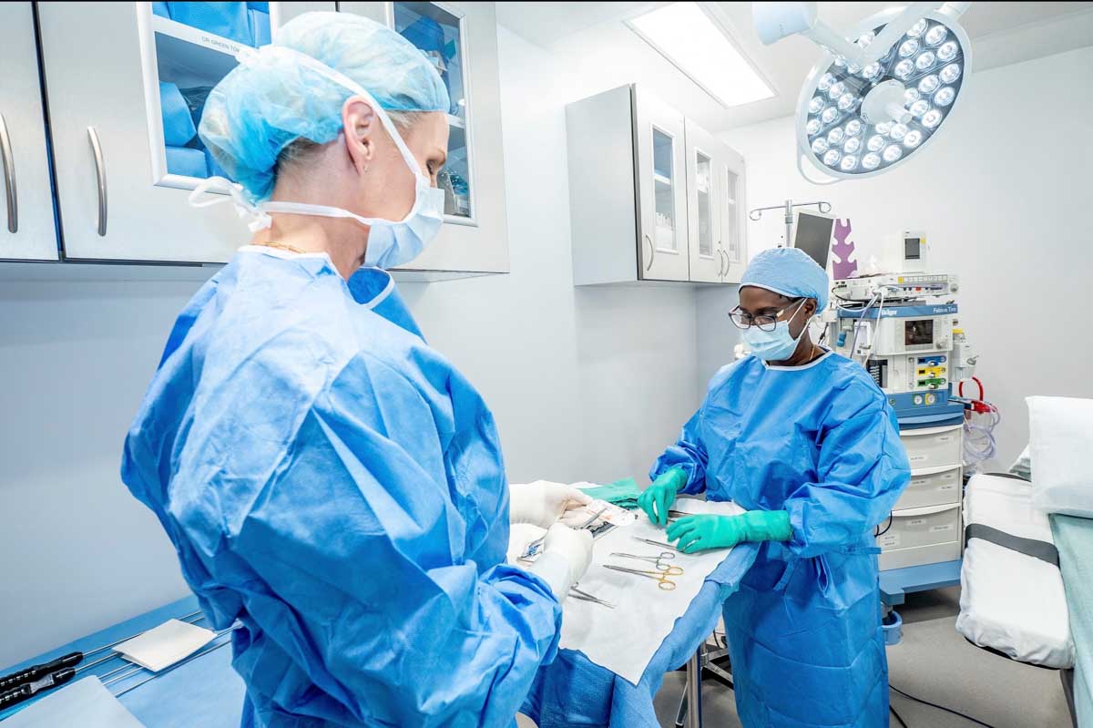 rose in the operating room performing a surgery 