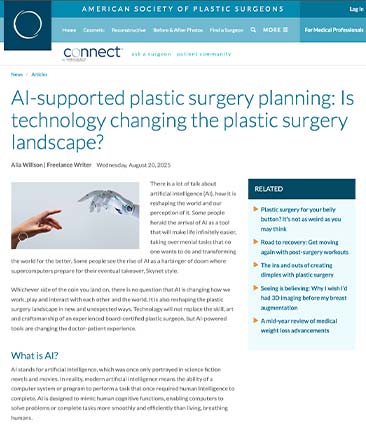 in the media AI-supported Plastic Surgery planning: Is technology changing the Plastic Surgery landscape?