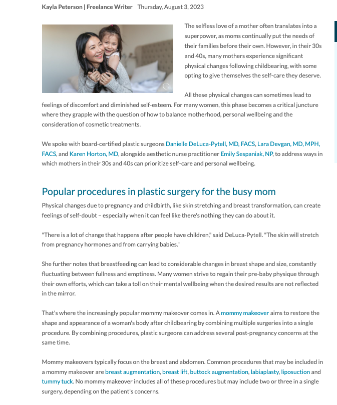 in the media Dr. Horton and Emily Sespaniak, NP on “The Busy Mom’s Guide to Self-Care”