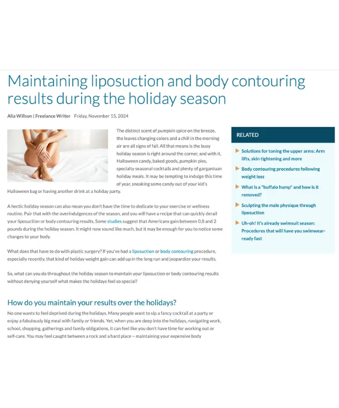 in the media Maintaining Liposuction and Body Contouring Results During the Holidays