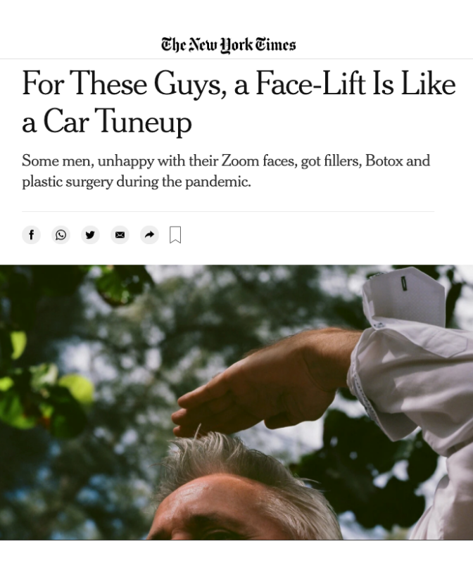 in the media Dr. Horton’s ASPS Video “Plastic Surgery for Men” Featured in New York Times Article