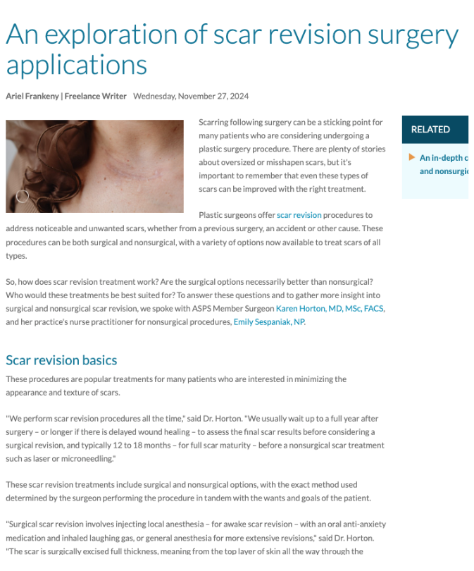 in the media An Exploration of Scar Revision Surgery Applications