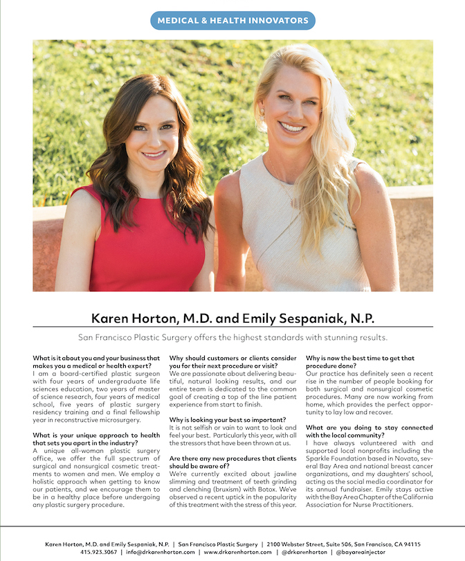 in the media Dr. Horton and Emily Sespaniak, NP Featured in Marin Living Magazine