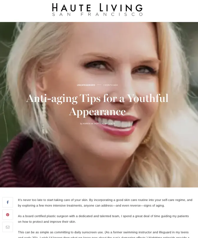 in the media Dr. Horton on Anti-Aging Tips for a Youthful Appearance