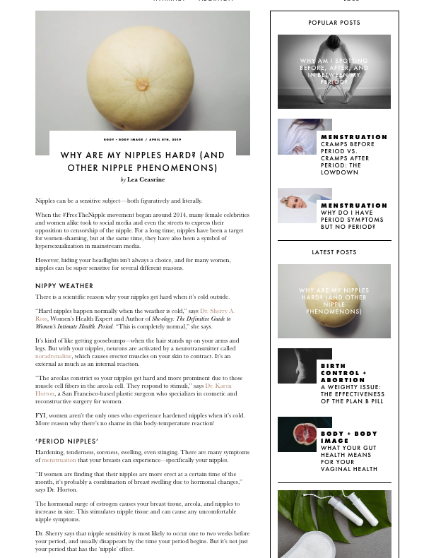 in the media Why Are My Nipples Hard? (And Other Nipple Phenomenons)