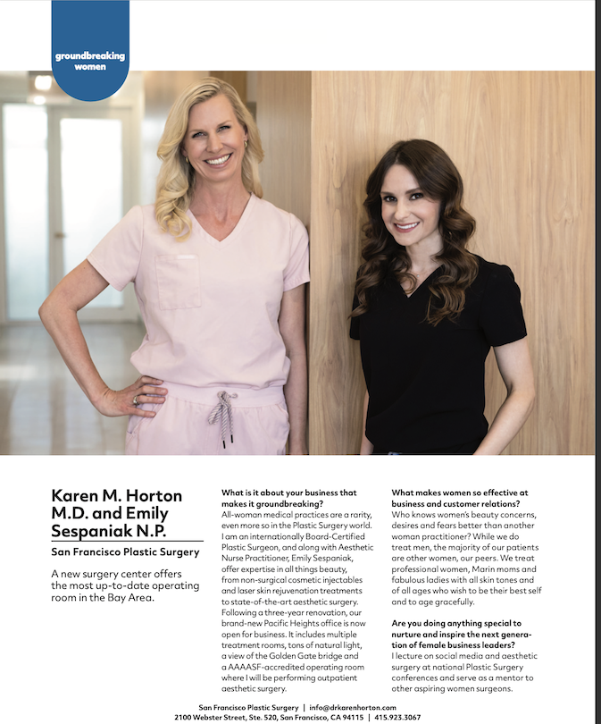 in the media Dr. Horton and Emily Sespaniak, NP Featured in Marin Living Magazine