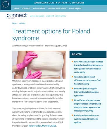 in the media Treatment Options for Poland Syndrome: Insights from Dr. Karen Horton