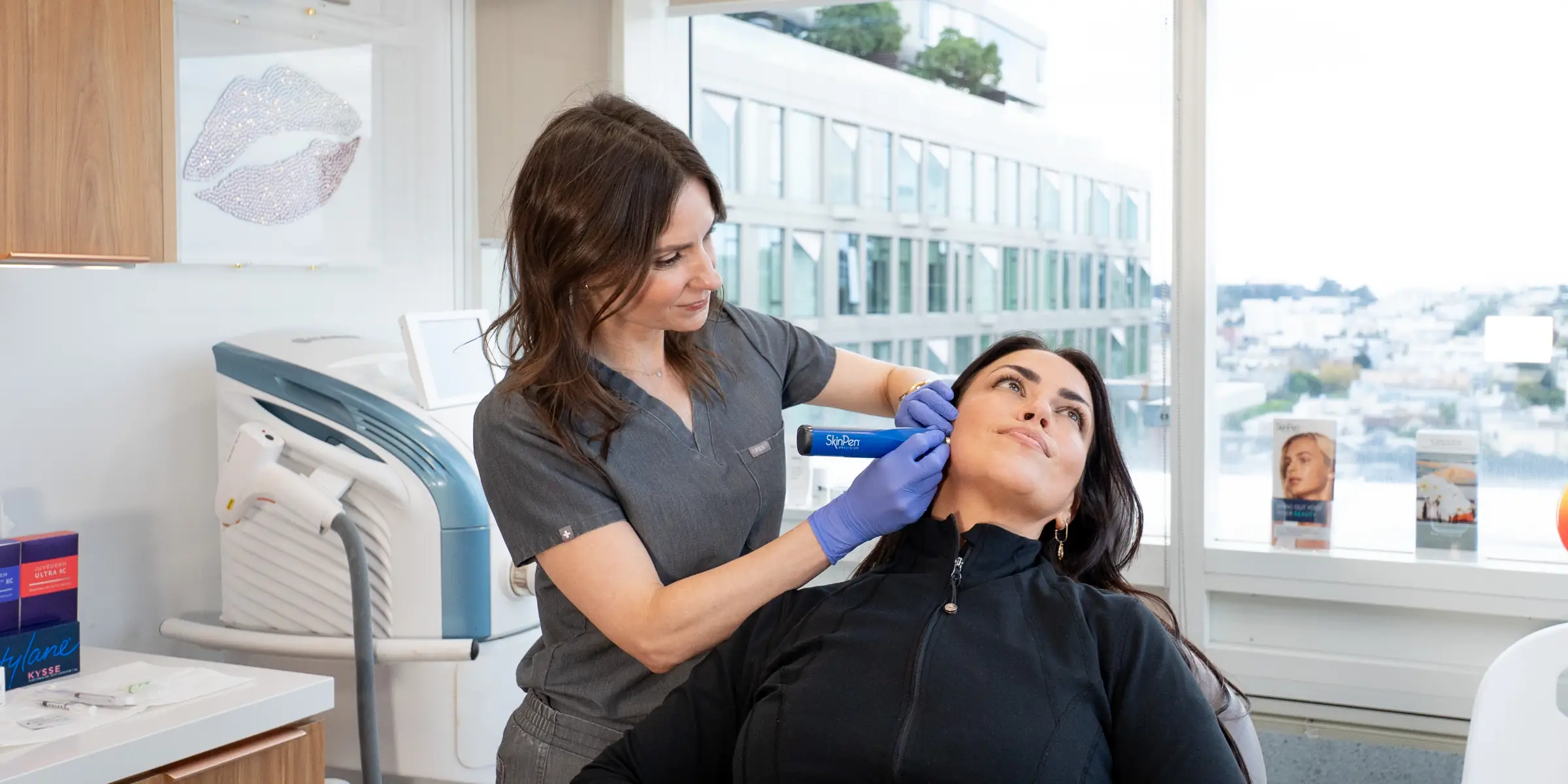 Emily Sespaniak, MSN, NP-C Board-Certified Nurse Practitioner giving skinpen treatment