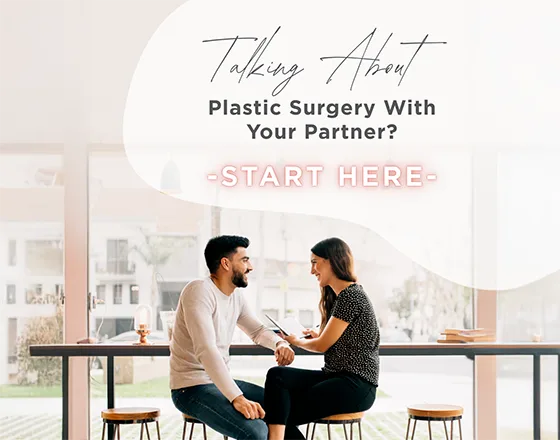 a couple talking about Plastic Surgery in a cafe