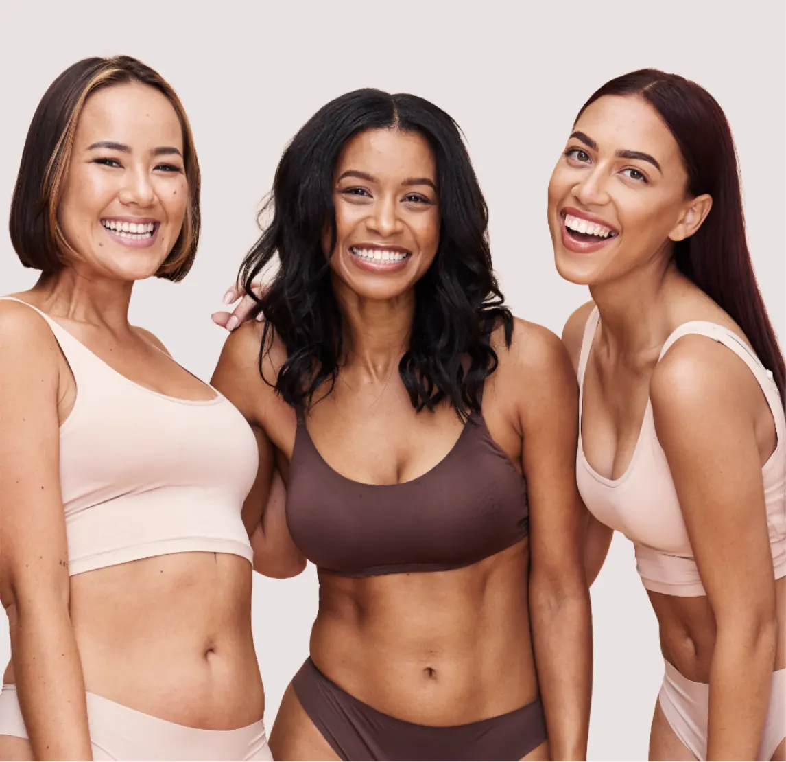 happy women in feeling confident in underwear
