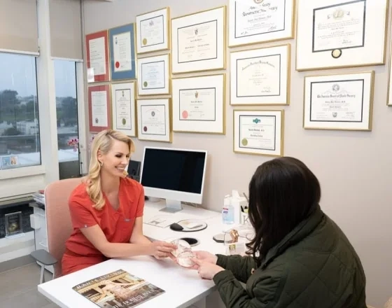 Dr. Karen Horton with a patient during a consultation