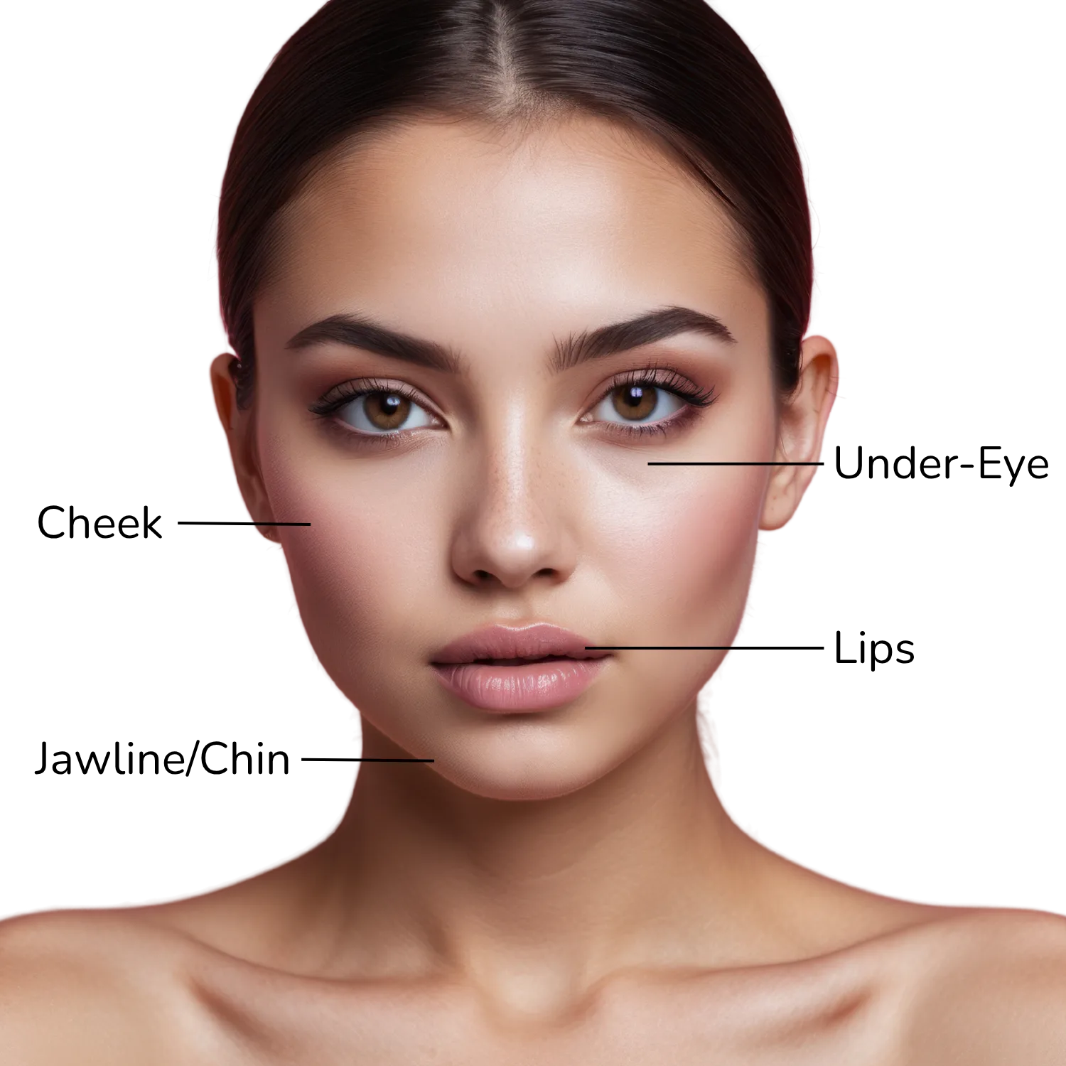 face showing areas that can be enhanced with dermal fillers