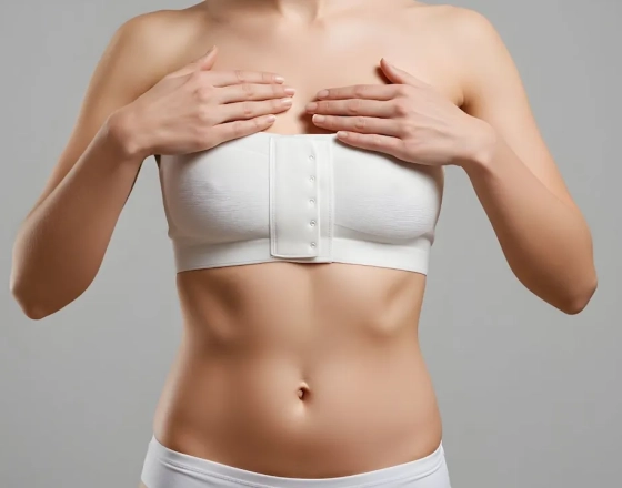 woman wearing compression clothing after surgery