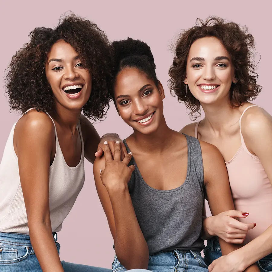 beautiful women of different ethnicities wearing summer tank tops. Candidates for cosmetic nipple surgery