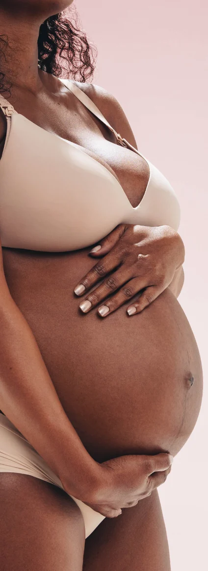 beautiful pregnant mother in comfortable underwear